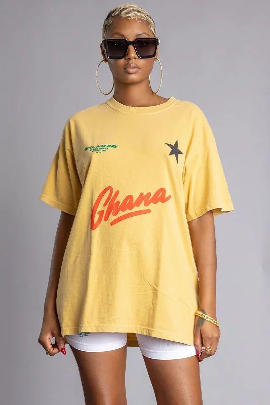 Women's Relaxed Fit T-Shirts-MUSTARD TEAM GHANA TEE