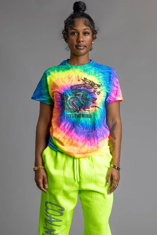 Women's Feather Detail T-Shirts-TIE DYE FTB TEE