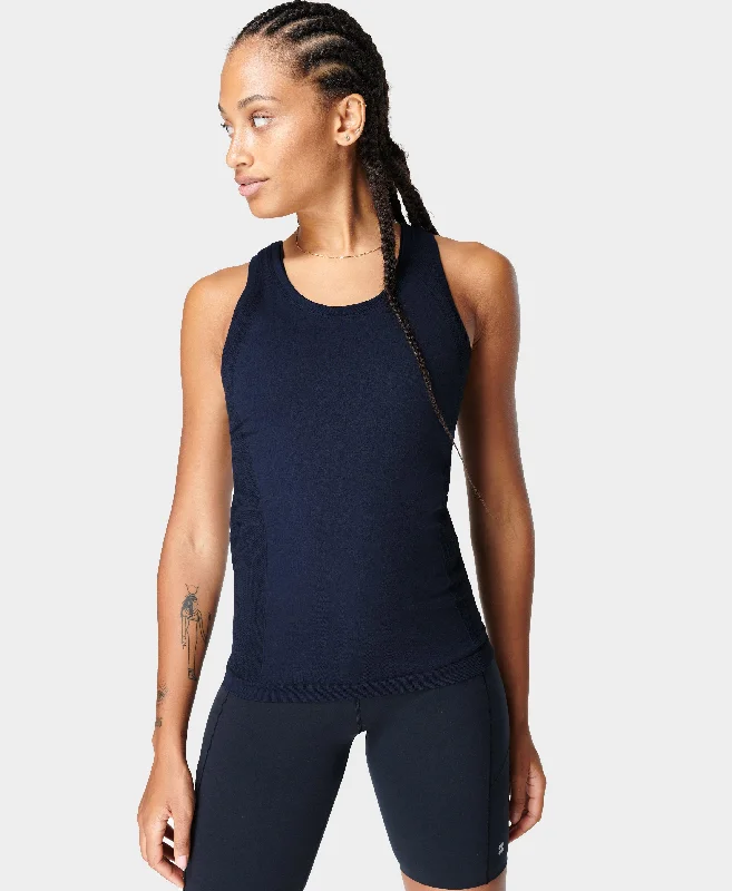 Women's Baseball T-Shirts-Athlete Seamless Workout Tank Sb6545 Navy-Blue