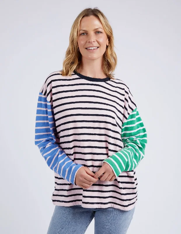 Women's Tagless T-Shirts-Elm Sally Stripe L/S Tee