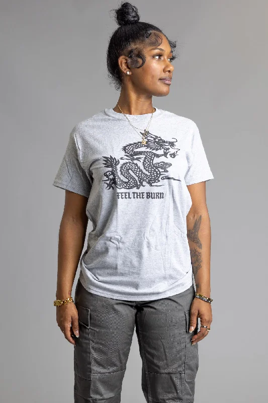 Women's Soft T-Shirts-LIGHT GREY N BLK FTB TEE