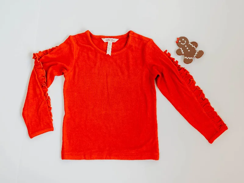 Women's Ringer T-Shirts-Ruffleberry Red Ruffle Tee