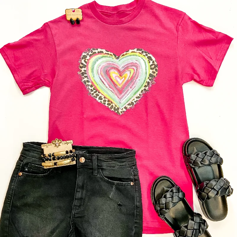 Women's Lace-Up T-Shirts-Loving In Colors Short Sleeve Graphic Tee in Hot Pink