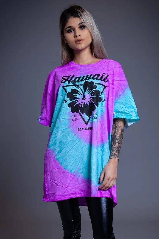 Women's Embroidered T-Shirts-TIE DYE HAWAII TEE