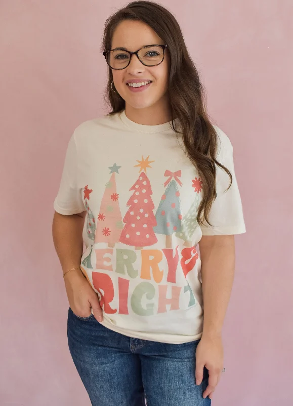 Women's Shirred T-Shirts-Merry & Bright Graphic Tee