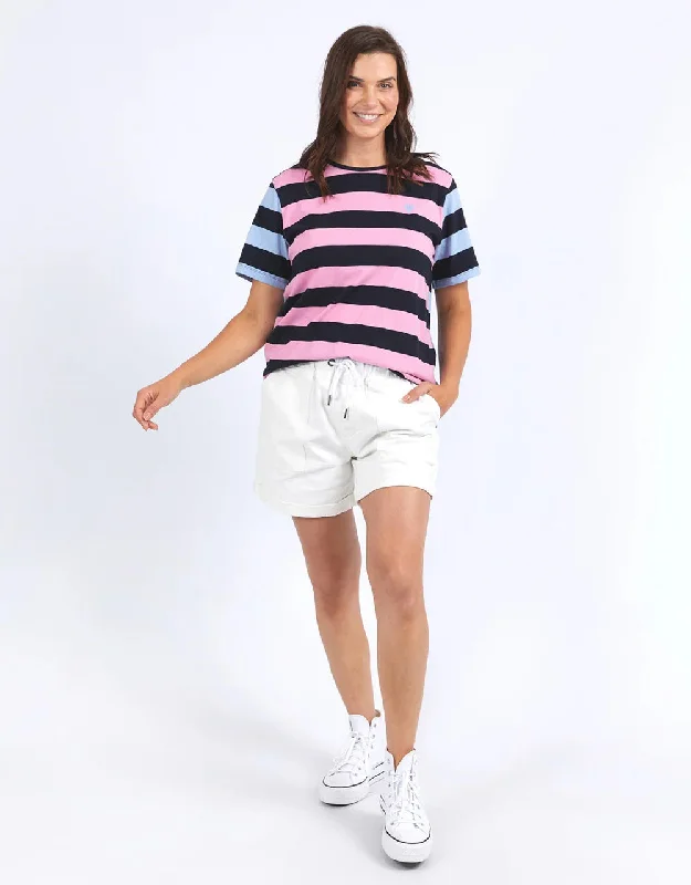 Women's Raw Edge T-Shirts-Elm Eden Stripe Tee