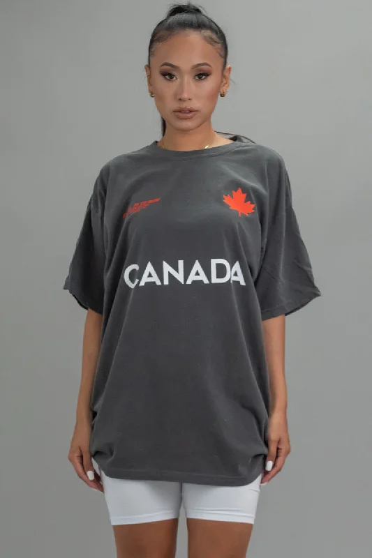 Women's Trapeze T-Shirts-DARK GREY TEAM CANADA TEE