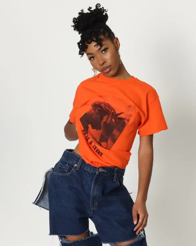 Women's Halter Neck T-Shirts-PAC MINI MEDI TEE - ORANGE