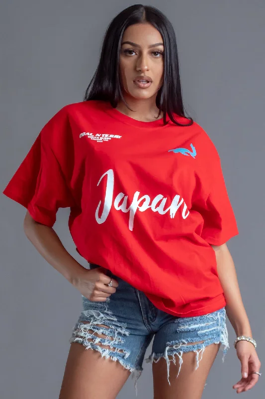 Women's Slim Fit T-Shirts-RED TEAM JAPAN TEE