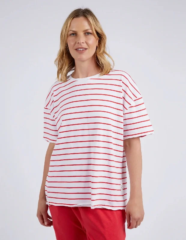 Women's Square Neck T-Shirts-Elm Winona Stripe S/S Tee