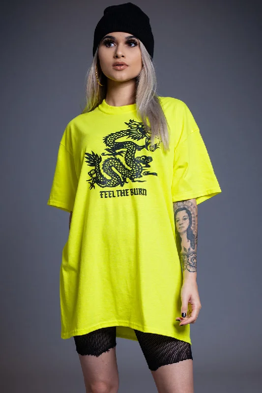 Women's Earth Tone T-Shirts-NEON GREEN FTB TEE