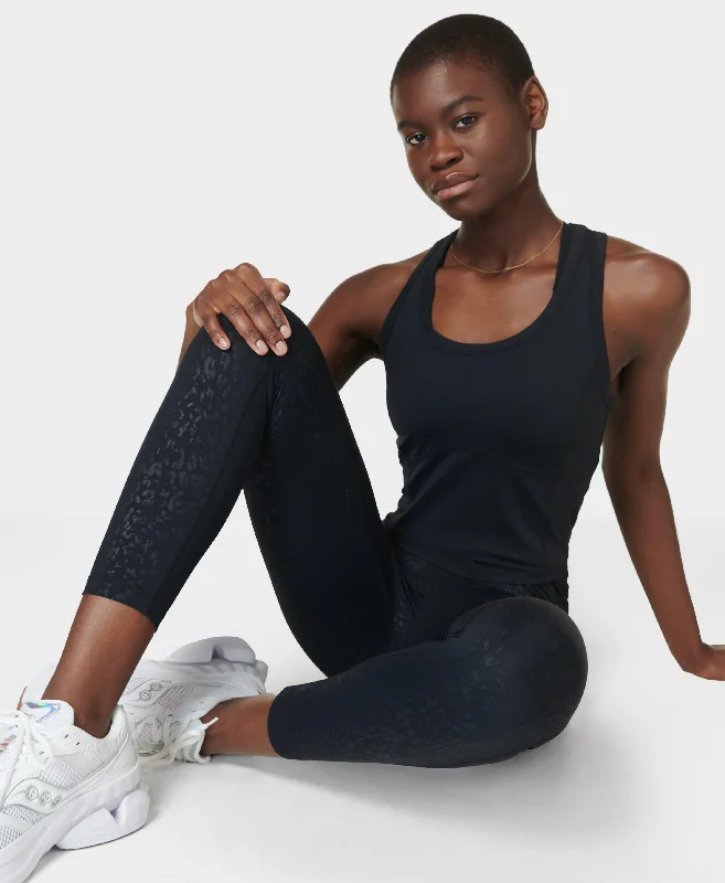 Women's Shirred T-Shirts-All Day Active Cropped Tank Sb9648 Black