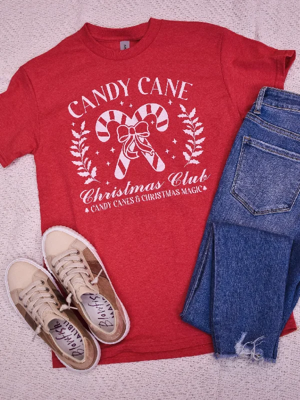 Women's Curved Hem T-Shirts-Candy Cane Graphic Tee