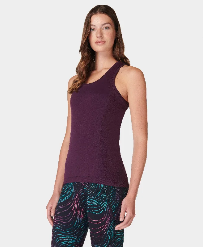 Women's Slouchy T-Shirts-Athlete Seamless Workout Tank Sb6545 Midnight-Cherry-Purp