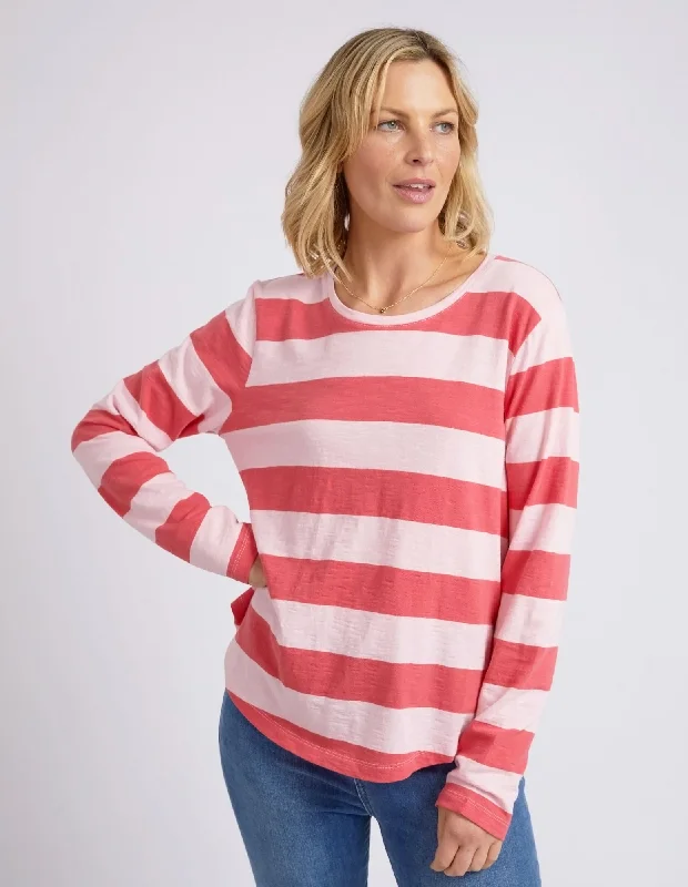 Women's Velvet T-Shirts-Elm Spritz Stripe L/S Tee