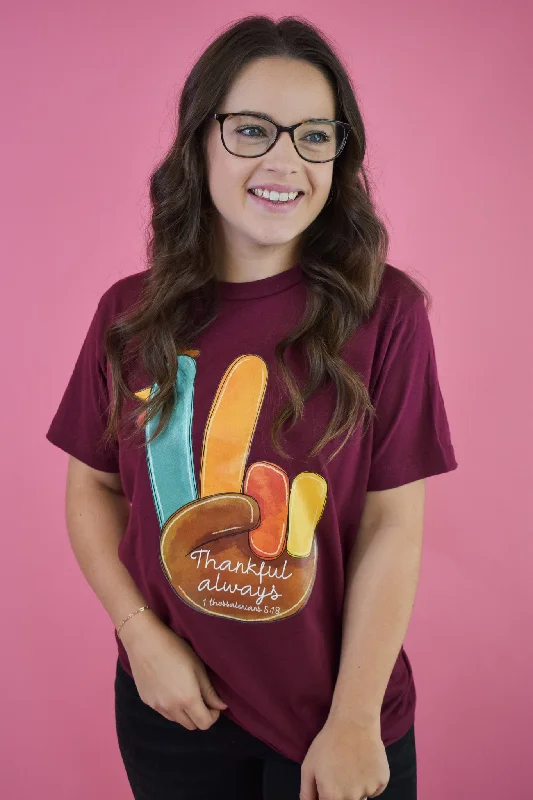 Women's Faux Suede T-Shirts-Thankful Turkey Graphic Tee