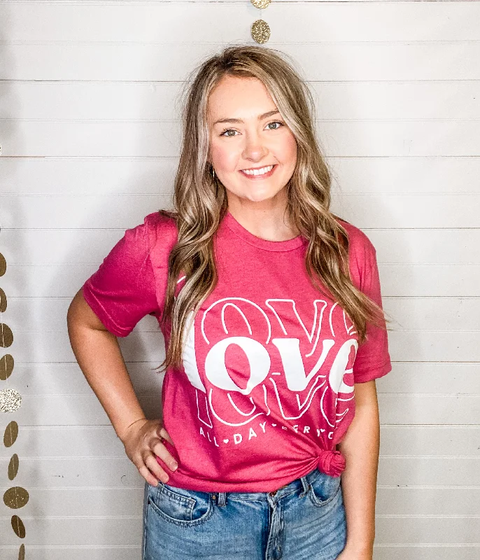 Women's Basic T-Shirts-Love - All Day, Every Day Graphic Tee