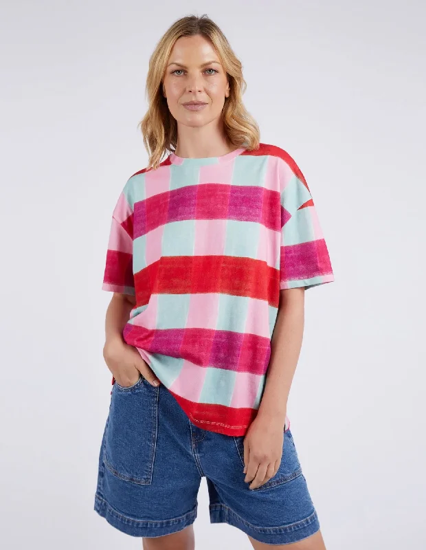 Women's Spring T-Shirts-Elm Monaco Check Tee