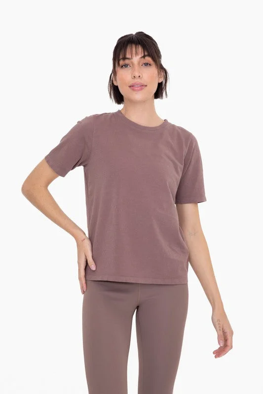 Women's Autumn T-Shirts-Mono B Deep Taupe Boxy Tee