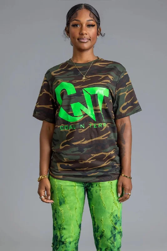 Women's Midi T-Shirts-CAMO N GREEN CNT ACTION TEE