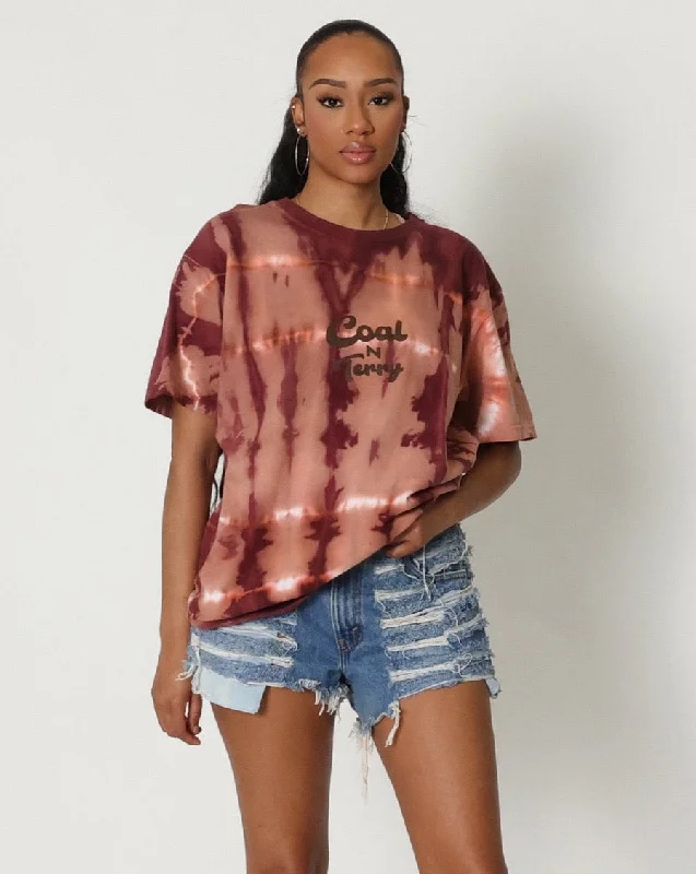 Women's Girlfriend T-Shirts-Camo Dyed Groovy Tee - CHOCOLATE