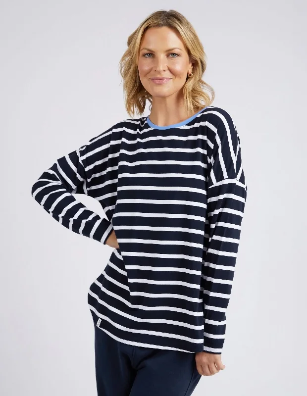 Women's Animal Graphic T-Shirts-Elm Tully Stripe L/S Tee