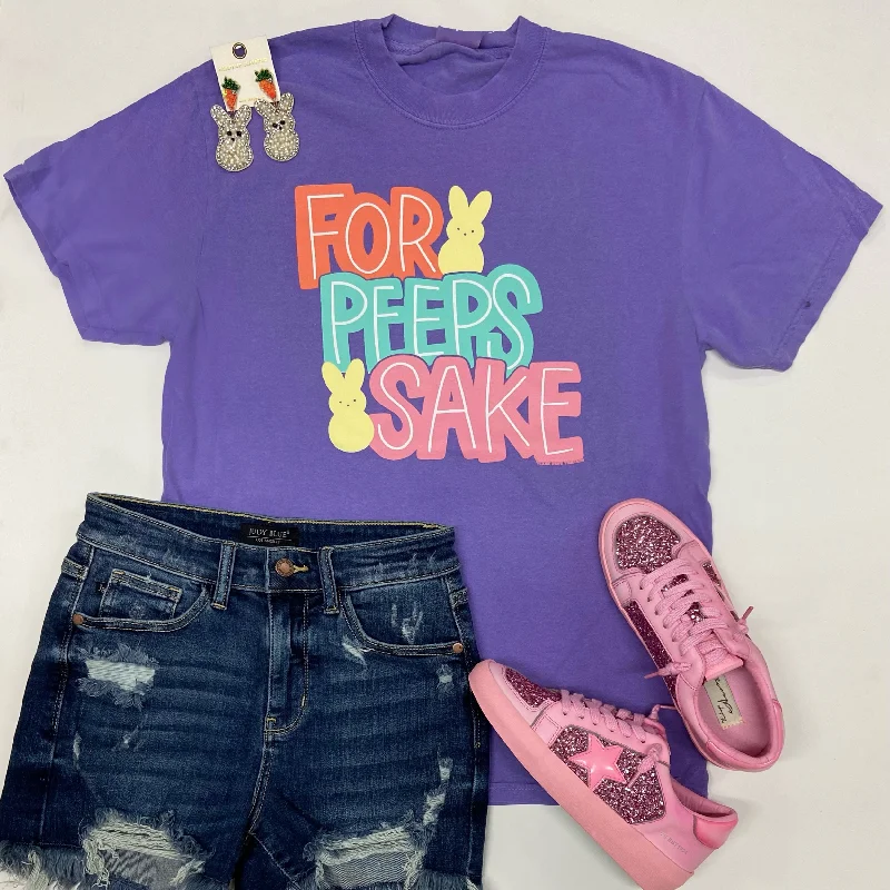 Women's Holiday T-Shirts-For Peeps Sake Short Sleeve Graphic Tee in Purple