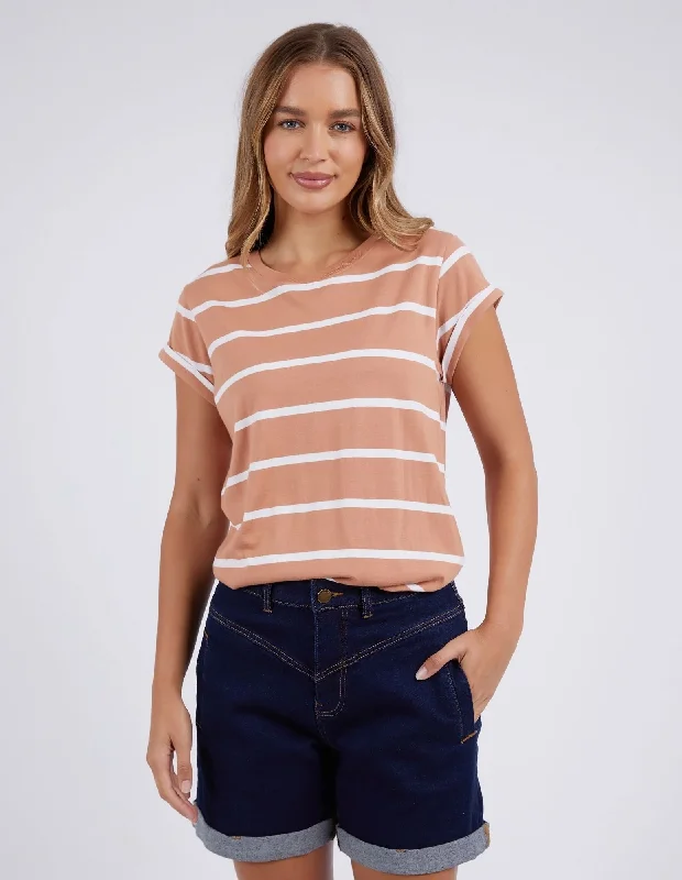 Women's Split Side T-Shirts-Foxwood Manly Stripe Tee