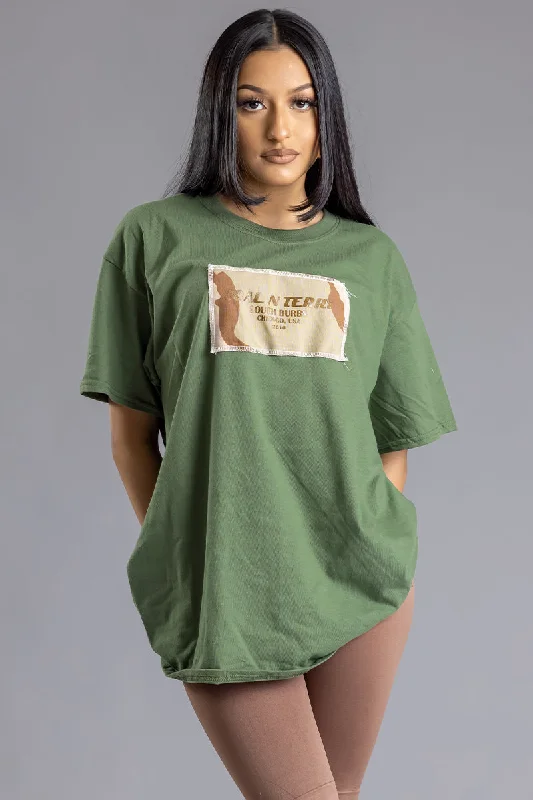 Women's Petite T-Shirts-HEMP BURBS CAMO PATCH TEE