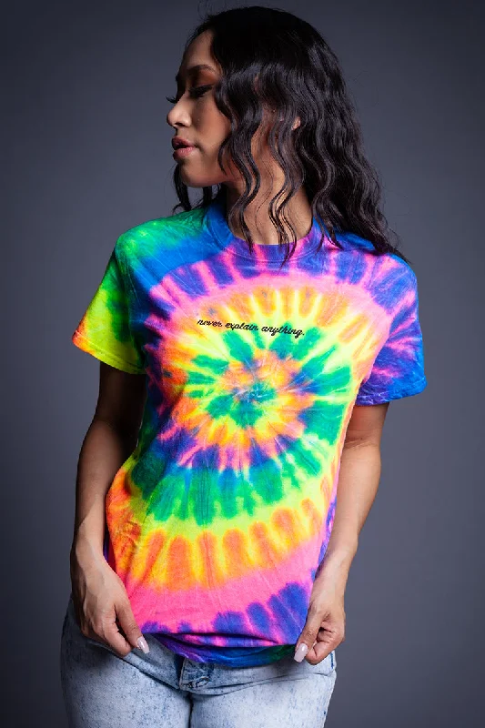 Women's Cutout T-Shirts-TIE DYE NEVER EXPLAIN TEE