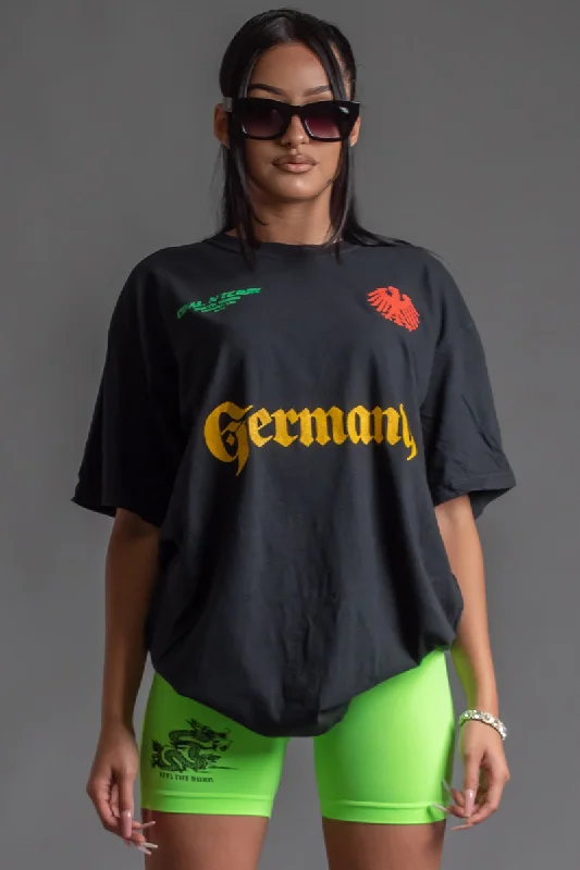 Women's Stud Detail T-Shirts-BLK TEAM GERMANY TEE