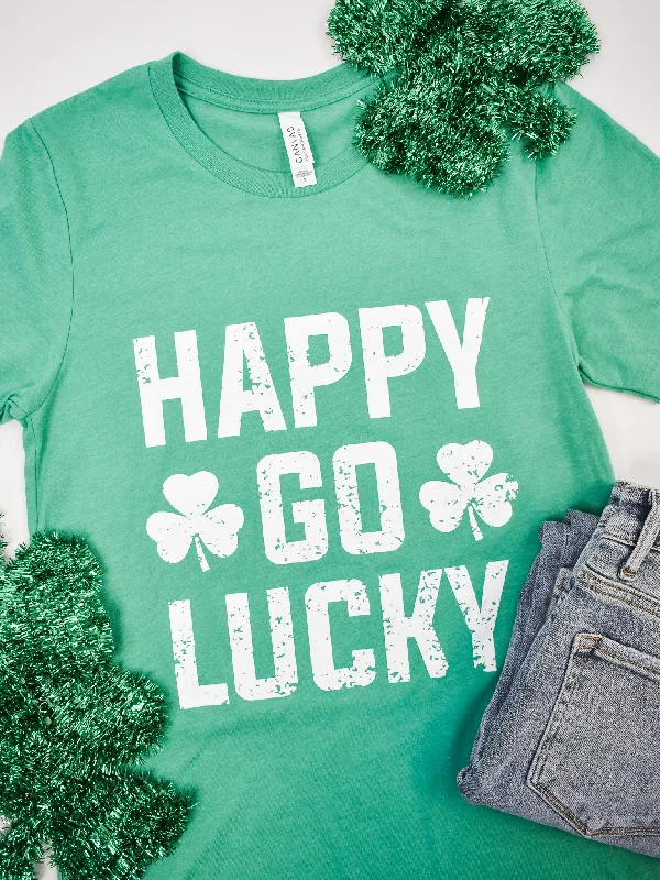 Women's Peplum T-Shirts-Happy Go Lucky Graphic Tee