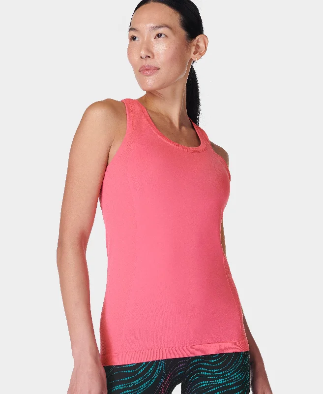 Women's Slit Sleeve T-Shirts-Athlete Seamless Workout Tank Sb6545 Sweet-Pink