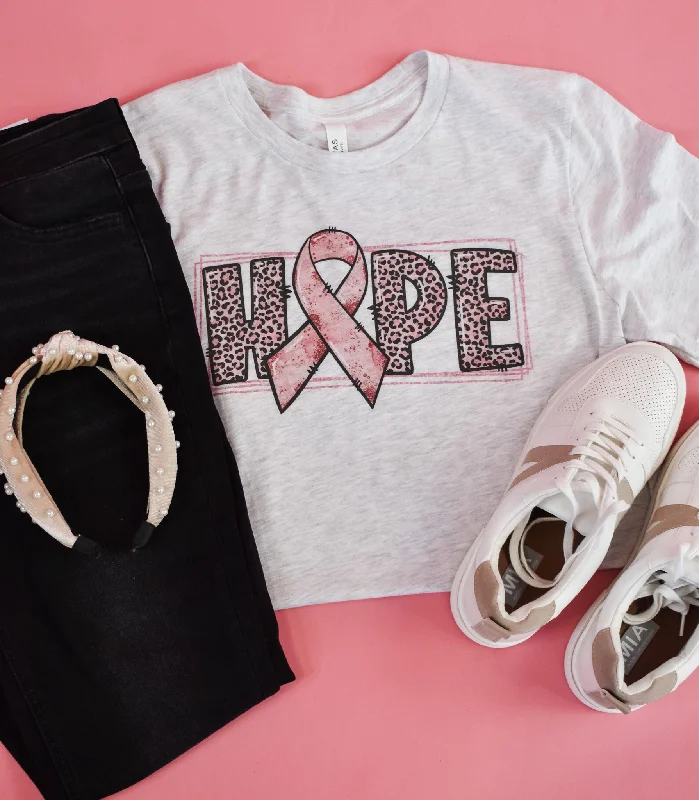 Women's Distressed T-Shirts-Hope - Breast Cancer Awareness Graphic Tee