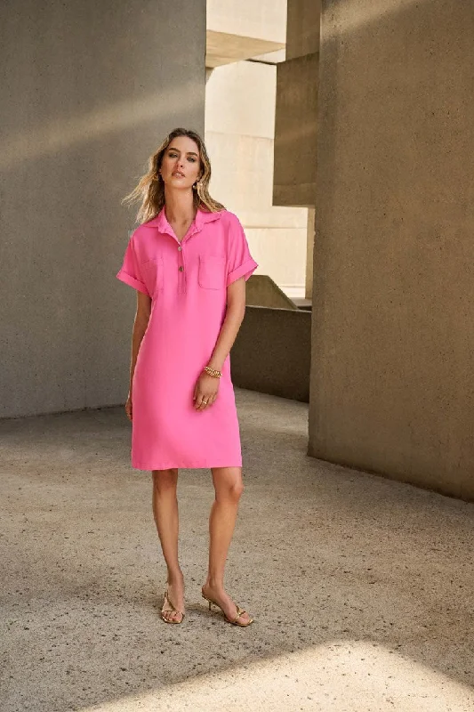 Joseph Ribkoff Bubble Gum Textured Woven Straight Shirt Dress