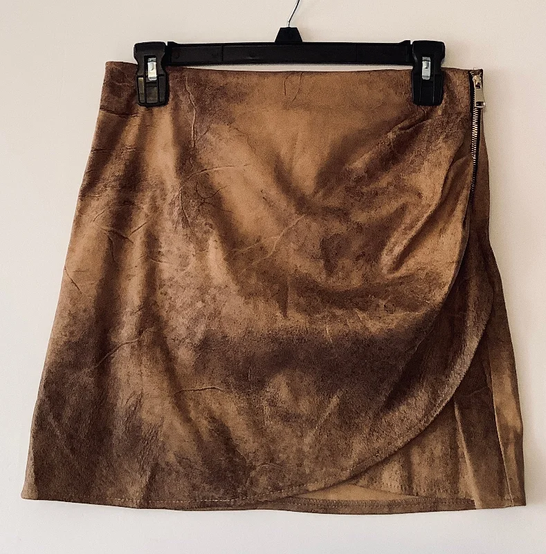 Women's Boho Skirts-Skirt Mini & Short By Cmf In Brown, Size: M