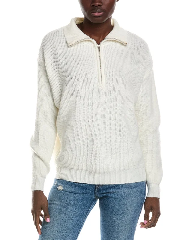 Women's Glitter Ruffle Pullovers-Madison Miles Quarter Zip Pullover