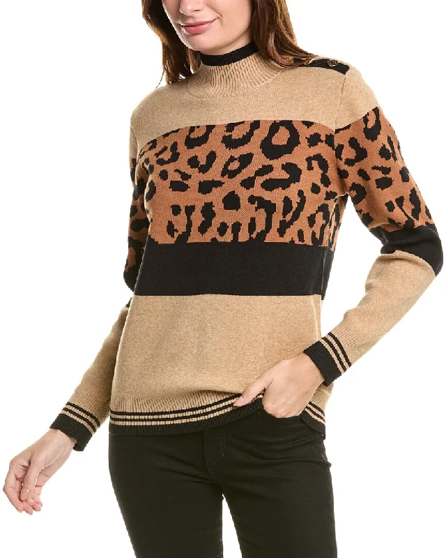 Women's Ribbed Floral Pullovers-Joseph A. Turtleneck Sweater