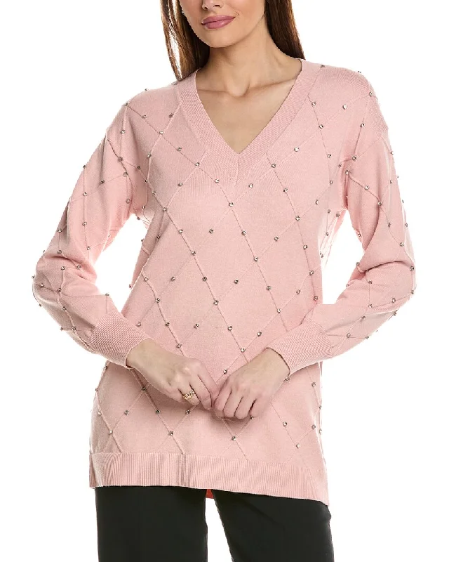 Women's Metallic Floral Pullovers-Anne Klein Embellished Pullover