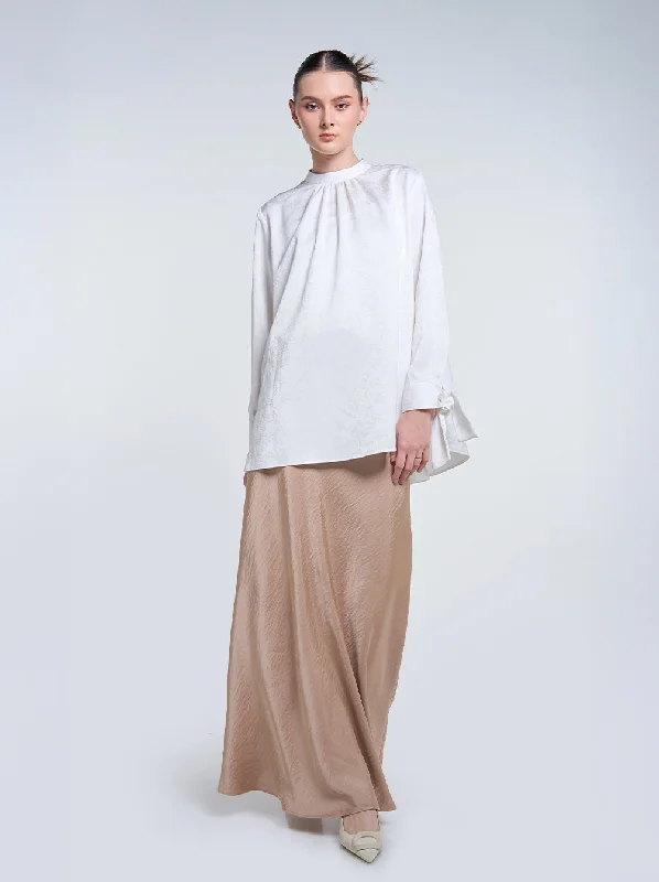 Women's Everyday Skirts-SATIN BIAS CUT SKIRT SAND