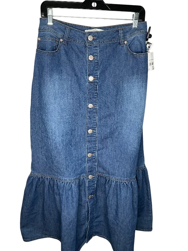 Women's High-Low Skirts-Skirt Midi By Cato In Blue Denim, Size: 8