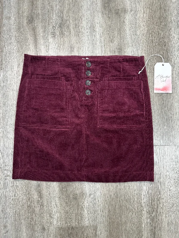 Women's High-Waisted Floral Skirts-Skirt Mini & Short By A Beautiful Soul In Maroon, Size: L