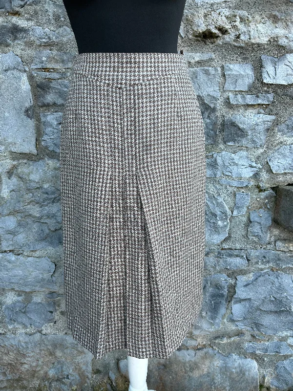 Women's Insulated Pencil Skirts-80s brown houndstooth skirt uk 8-10