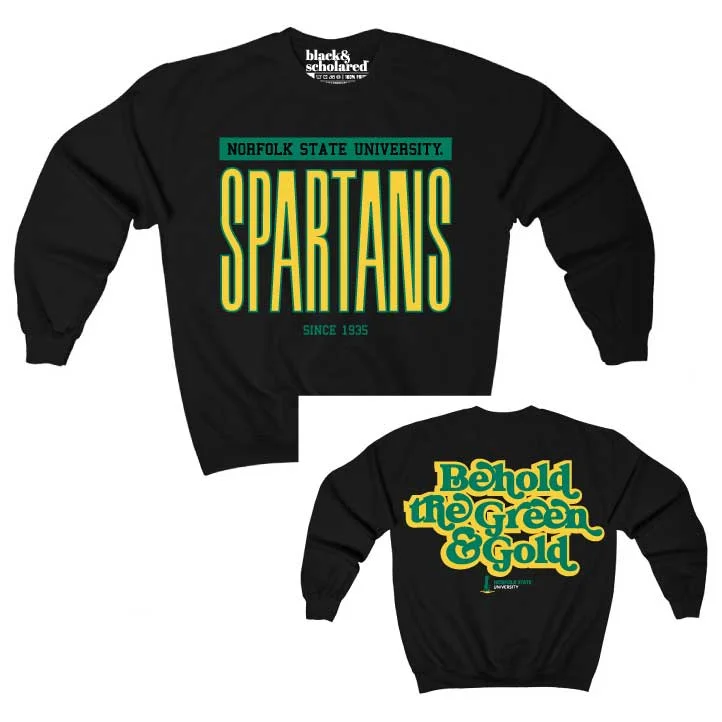 Women's Trendsetting Sweatshirts-Norfolk State™ Large Spartans Behold the Green and Gold Sweatshirt