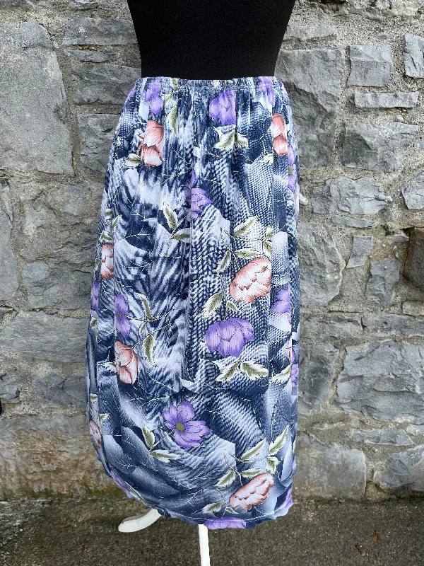 Women's Windproof Pleated Skirts-80s grey floral skirt uk 10-12