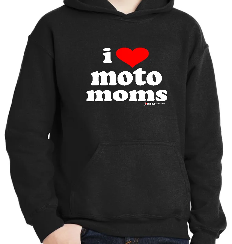 Women's Camouflage Sweatshirts-I Heart Moto Moms Hooded Sweatshirt - BLACK