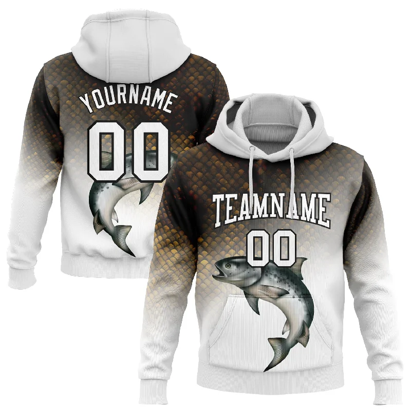 Women's Pastel Hoodies-Custom Stitched White Black-Old Gold 3D Rainbow Trout Fish Fishing Sports Pullover Sweatshirt Hoodie