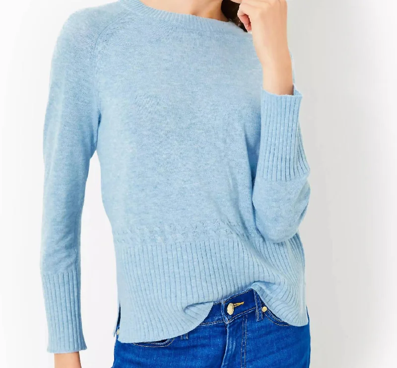 Women's Running Pullovers-Salima Sweater In Heathered Bonaire Blue