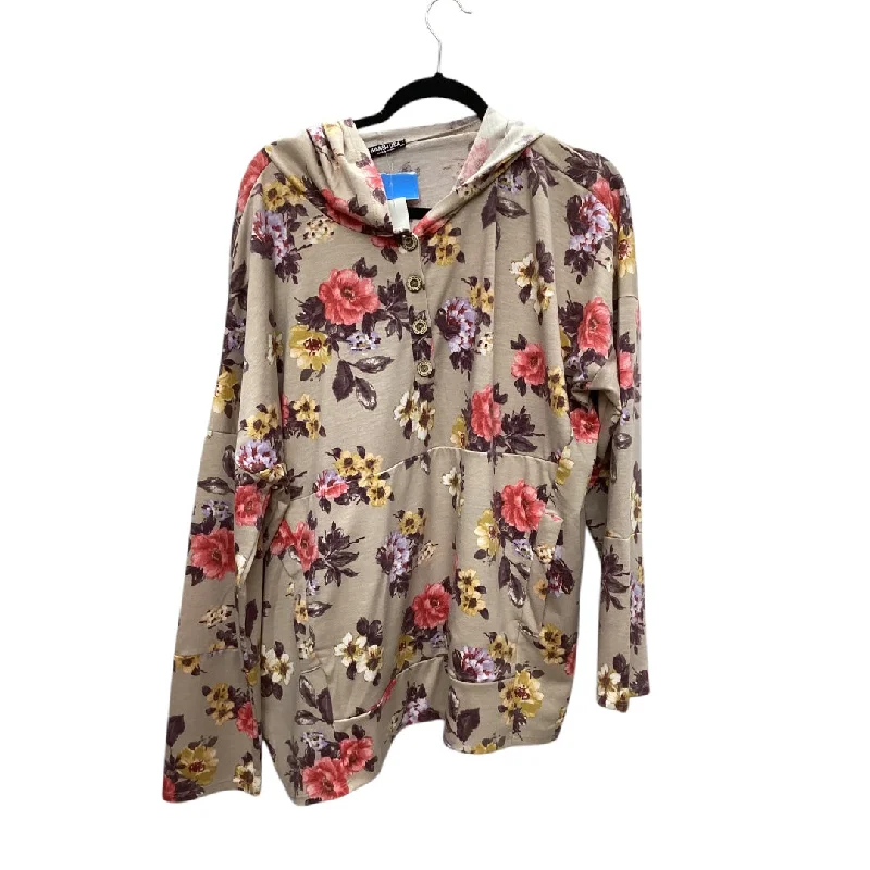 Women's Casual Sweatshirts-Sweatshirt Hoodie By Heimish Usa In Floral Print, Size: 1x