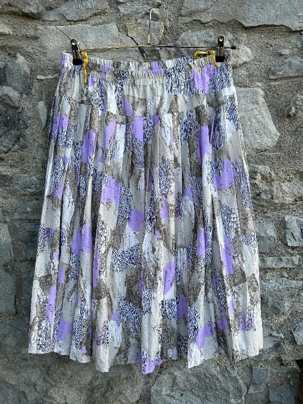 Women's Straight Skirts-80s Purple&grey abstract skirt uk 14-16